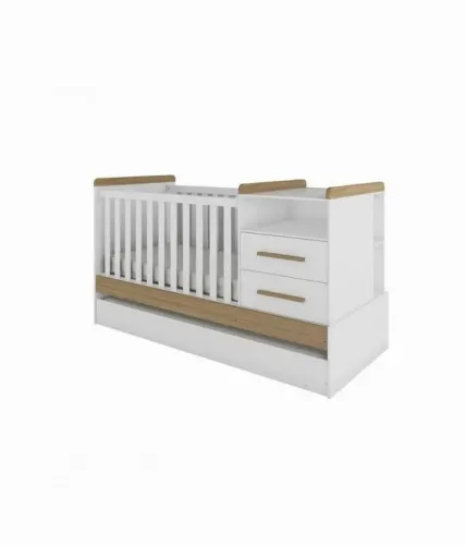 Berço com cômoda acoplada + cama auxiliar