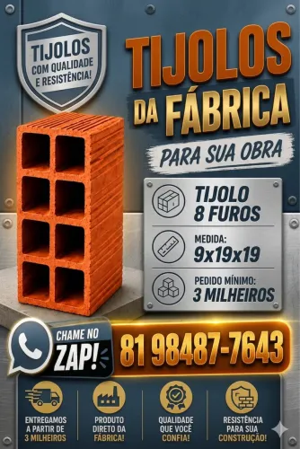 Tijolo tijolos de fábrica, a partir de 3 milheiros. Pague na entrega 