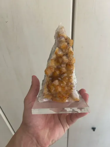 Drusa de Citrino Natural em Base de Acrílico - Pedra da Prosperidade