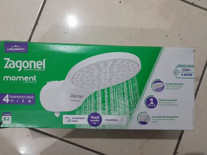 Chuveiro novo nunca usado. Estou vendendo pq a fiação não é compatível.