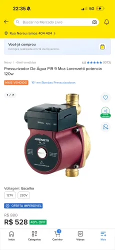 Pressurizador Lorenzeti