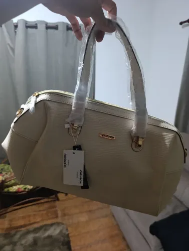 Bolsa Chenson Bowling Off White Alça de mão e ombro dourada ORIGINAL COM ETIQUETA