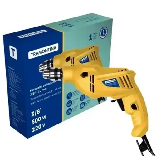 Furadeira 3/8 de Impacto Amarela 500W 127v Tramontina - Nova a pronta entrega