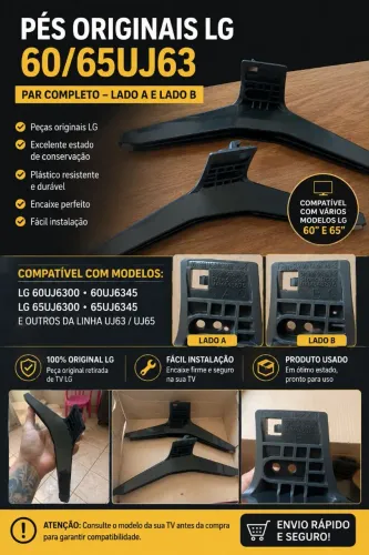 Par de Pés Originais TV LG 60UJ6300 / 65UJ6300 (Lado A e B)