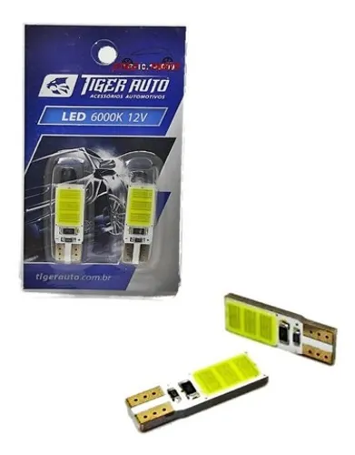 Par 2 T10 Pingo Lanterna Dianteira / Placa Led Cob 6000k 12v 