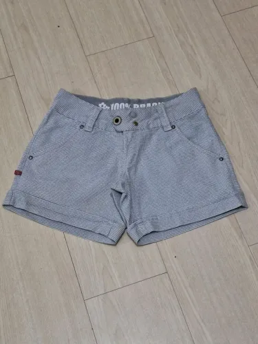 Short algodão encorpado de mini xadrez azul