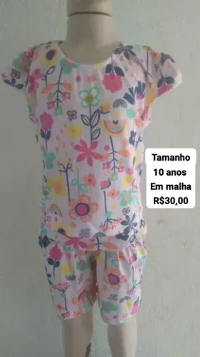 Conjunto infantil em malha tamanhos 8 e 10 anos super conforto e qualidade