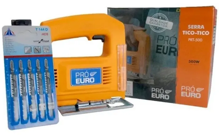 Serra Tico Tico Elétrica Profissional PróEuro 500 w para Aço Madeira Metal com 5 Serras