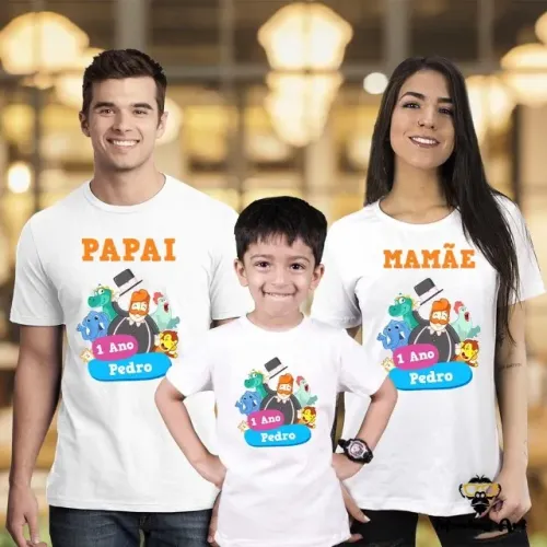 Camisa personalizada pais e filhos para aniversário infantil