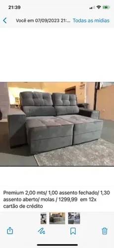 Sofa Retratil Reclinável New York suede 2,00 mts