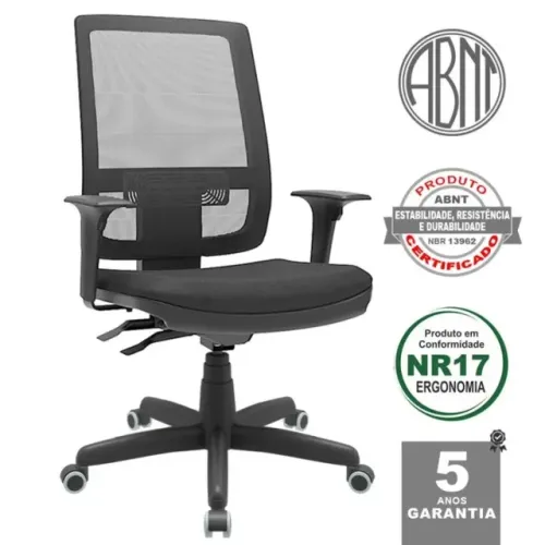 Poltrona Diretor Brizza BackSystem Tela Preta Conforto Ergonômico Modelo 30003