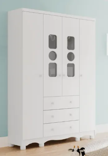 Guarda Roupa 4 Portas Tedy Peroba 100% MDF (Novo)