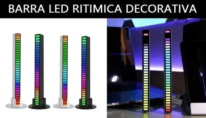 PAR Barra LED Rgb Decorativa, Rítimica, Musica, Som, Carro, PC, TV, Estante, Rack, Mesa, F