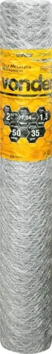 Tela metálica hexagonal, malha 2", 18 BWG x 1,5 m, com 50 m, galinheiro, VONDER
