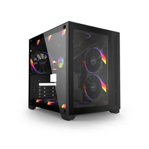 Gabinete Gamer Forcefield Black Vulcan PCYES -Potência, Estilo e Iluminação -Loja Coimbra