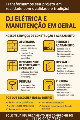 -Elétrica, Pintura e Drywall com Qualidade e Garantia! 