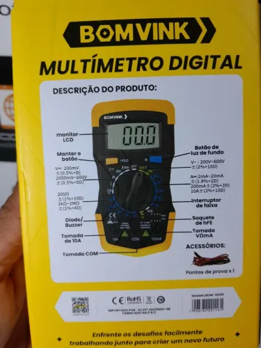 Multímetro Digital BOMVINK - Medição Precisa