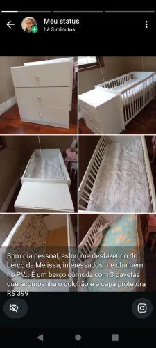 Berço cômoda com 3 gavetas/Branco