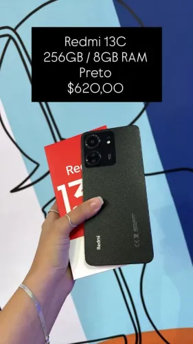 Redmi 13C / Preto / 256 GB 8RAM / R$ 620,00