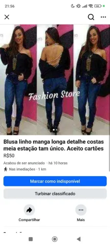 Blusa linho manga longa com detalhe nas costas