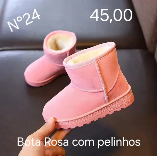 Bota Rosa Infantil com Pelinhos - Nº 24
