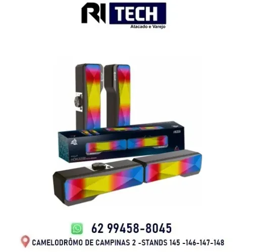 Caixa Som Soundbar Knup Hórus 2.0 10W Rms Led Rgb Plug P2
