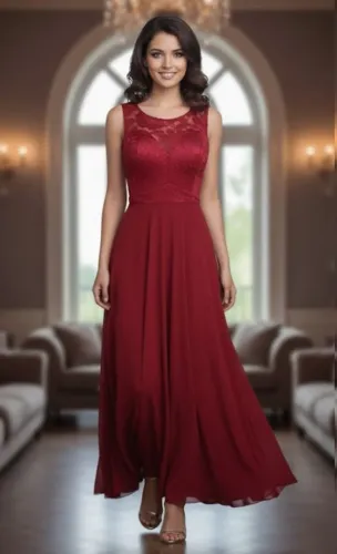 Vestido Longo MARSALA Elegante para Festa ou Evento Especial