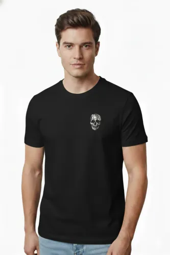 Camiseta Zara Man Original M | Caveira Bordada com Paetês