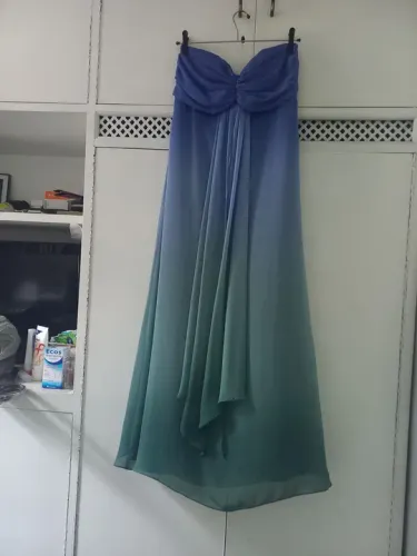 Vestido Longo Azul e Verde Degradê