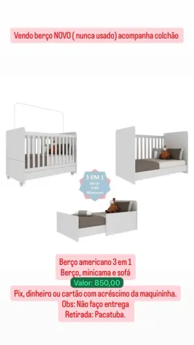 Vendo berço americano junior 3 em 1 + colchão (NOVO) nunca foram usados