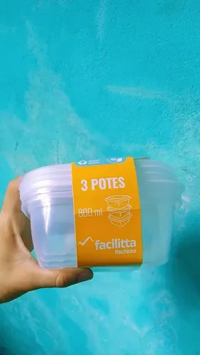Kit com 3 potes quadrados