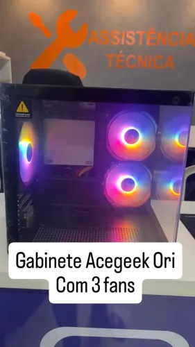 ? Gabinete Gamer Acegeek Ori RGB - 3 Fans + Lateral em Vidro