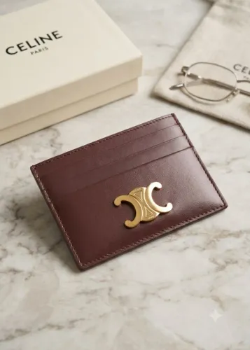 Porta-Cartões Celine Triomphe em Couro Legítimo - Marrom