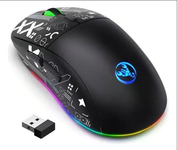 Mouse Recarregável sem fio HXSJ T90 RGB com DPI Ajustável