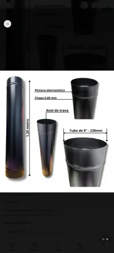 Duto Preto mais Chapéu Chinês 