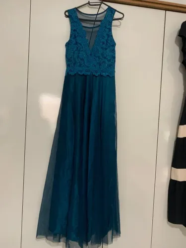 VESTIDO FESTA VERDE PETRÓLEO P usado SÓ uma vez.