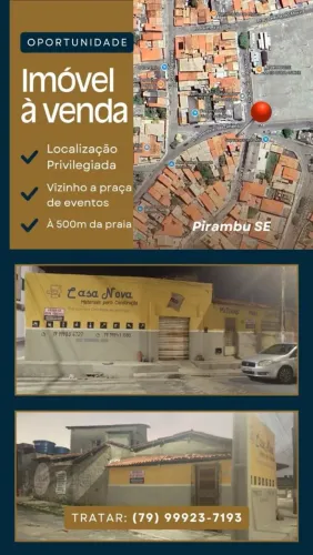 Casa com Ponto Comercial em Pirambu/SE - A 500m da Praia e Vizinho à Praça de Eventos