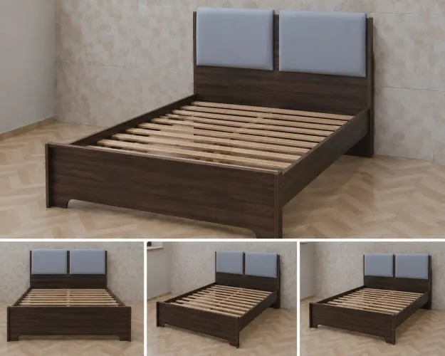 Cama Casal 1,38m com Cabeceira Estofada Cinza - Tabaco