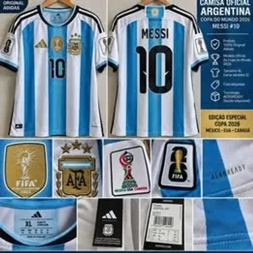 Camisa da Seleção Argentina, modelo da temporada da Copa do Mundo 2026, com número 10.