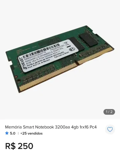 Memória RAM para notebook 4GB