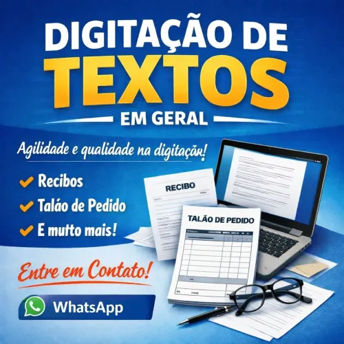 Digitação de textos, talão de recibo e de pedido, etc.