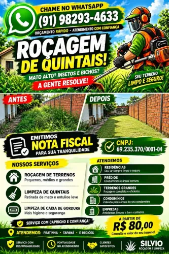 Roçagem e Limpeza de Terrenos, Quintais e Condomínios - Belém
