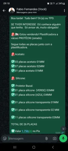Vendo: Plastificadora PROTECNI (Zerado) acompanha 26 placas diversos. 