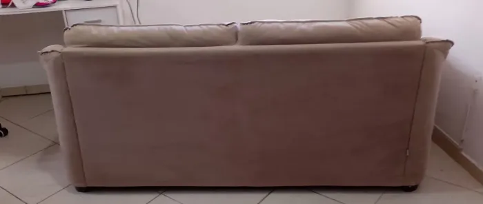 Sofá de Sala 3 Lugares Cor Bege - Tecido Suede Super Macio