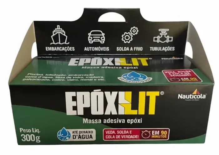 Massa Epóxi Subaquática Epoxilit - Veda e Repara Até Debaixo D'Água 300g