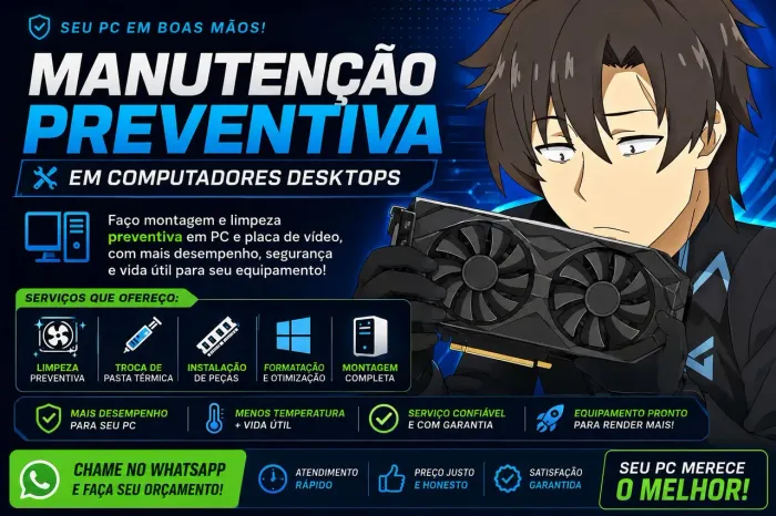 REALIZO MANUTENÇAO E LIMPEZA DE COMPUTADORES