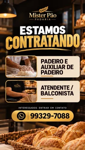 Vaga de padeiro / auxiliar de padeiro