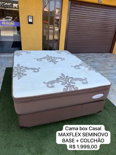 CAMA BOX CASAL - BASE + COLCHÃO- ENTREGAMOS