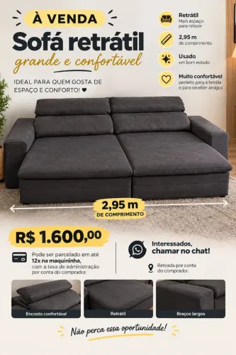 SOFÁ RETRÁTIL GRANDE À VENDA