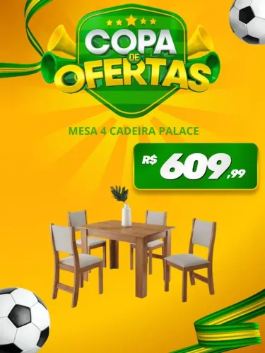 Mesa c/4 cadeiras Palace (Pague na entrega)